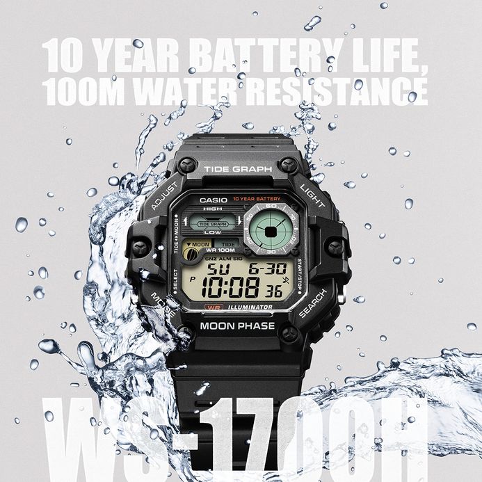 Casio General WS-1700H-1AVDF Men Illuminator Digital Dial Black Resin Band