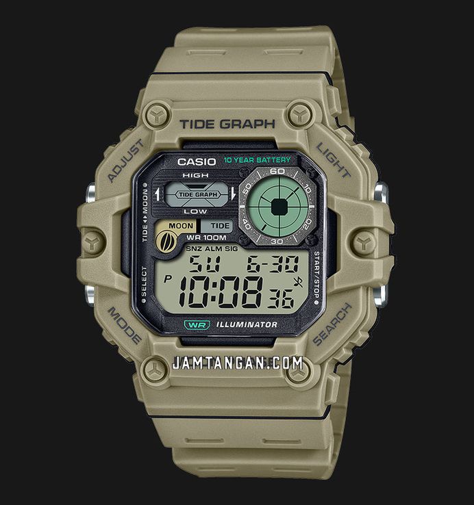 Casio General WS-1700H-5AVDF Men Illuminator Digital Dial Khaki Resin Band