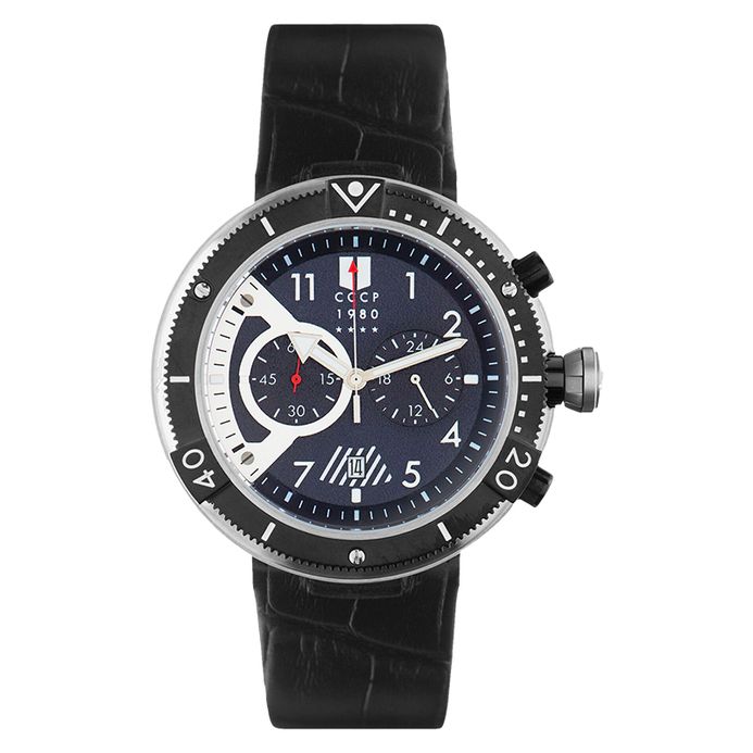 CCCP Kashalot Submarine CP-7005-05 Chronograph Men Blue Dial Black