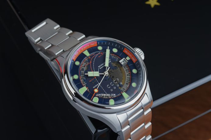 CCCP Leonov CP-7099-22 Automatic Men Blue Map Dial Stainless Steel Strap  Limited Edition - Main Image