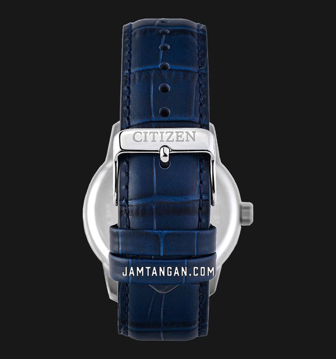 Citizen Classic AK5000-03A Men Moon Phase Silver Dial Blue Leather Strap