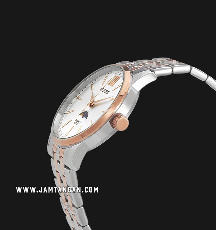 Citizen Classic AK5006-58A Men Moon Phase Silver Dial Dual Tone Stainless Steel Strap