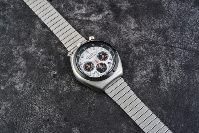 Citizen Chronograph AN3660-81A Tsuno Crono Bullhead Panda Record Label Stainless Steel Strap