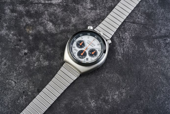 Citizen Chronograph AN3660-81A Tsuno Crono Bullhead Panda Record Label Stainless Steel Strap