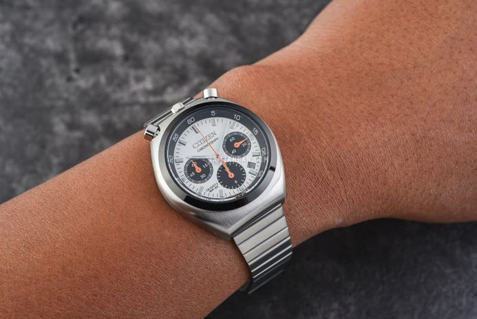 Citizen Chronograph AN3660-81A Tsuno Crono Bullhead Panda Record Label Stainless Steel Strap