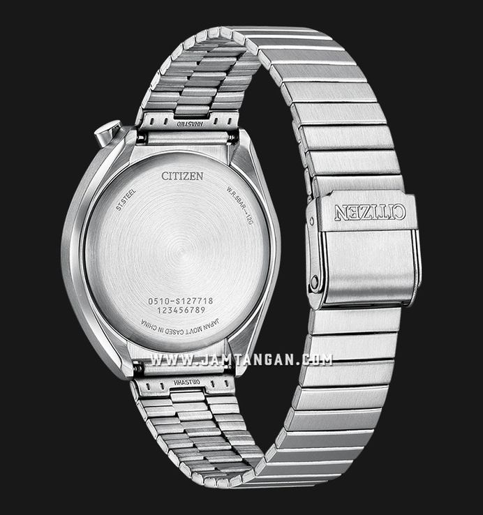 Citizen Chronograph AN3660-81E Tsuno Crono Bullhead Record Label Black Dial Stainless Steel Strap