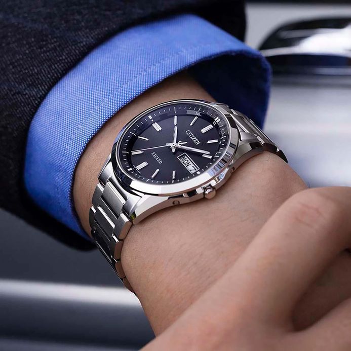 Citizen Exceed AT6030-51E Eco Drive Black Dial Super Titanium