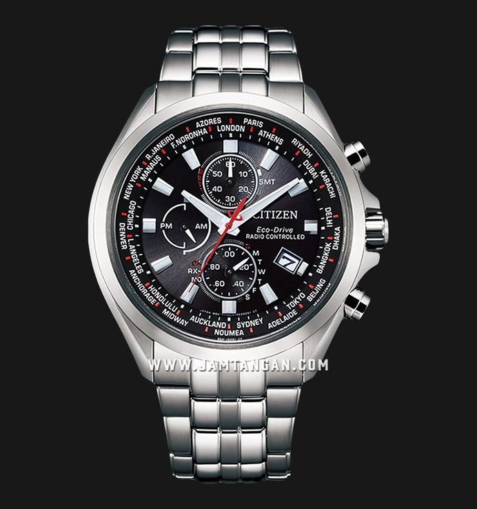 Citizen Radio Controlled AT8200-87E Chronograph Men Black Dial Stainless Steel Strap