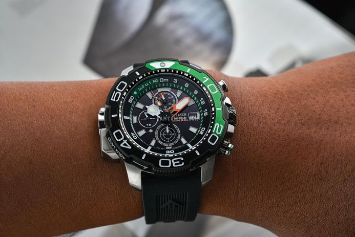 Citizen Promaster BJ2168-01E Aqualand Eco Drive Black Dial Black Rubber Strap + Extra Strap