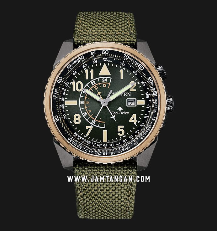Citizen Promaster BJ7136-00E Nighthawk Eco Drive Black Dial Green Nylon Strap