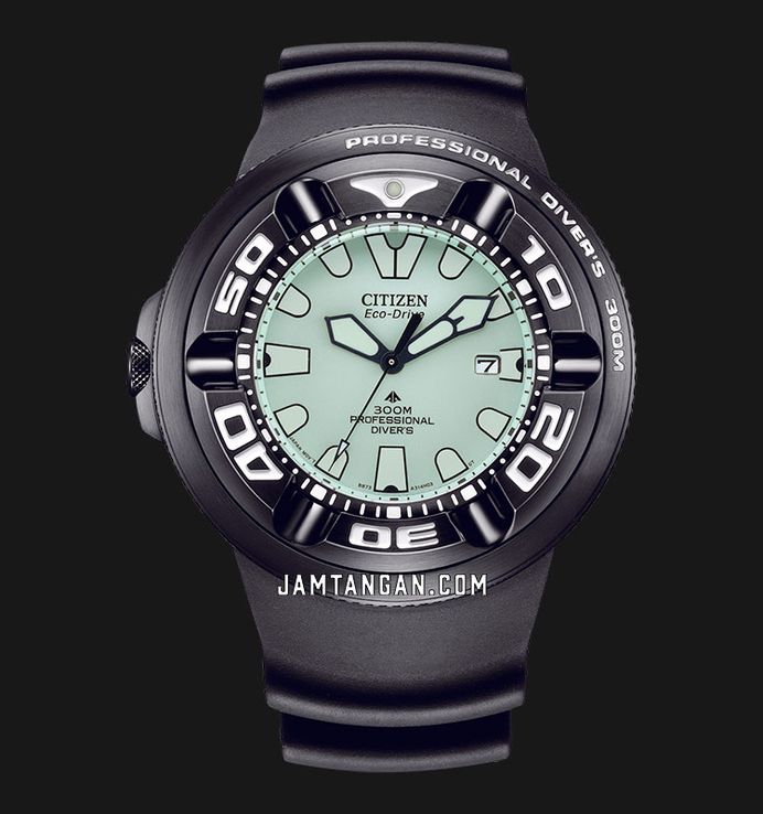 Citizen Promaster Marine BJ8055-04X Ecozilla Green Dial Black Polyurethane Strap + Extra Strap