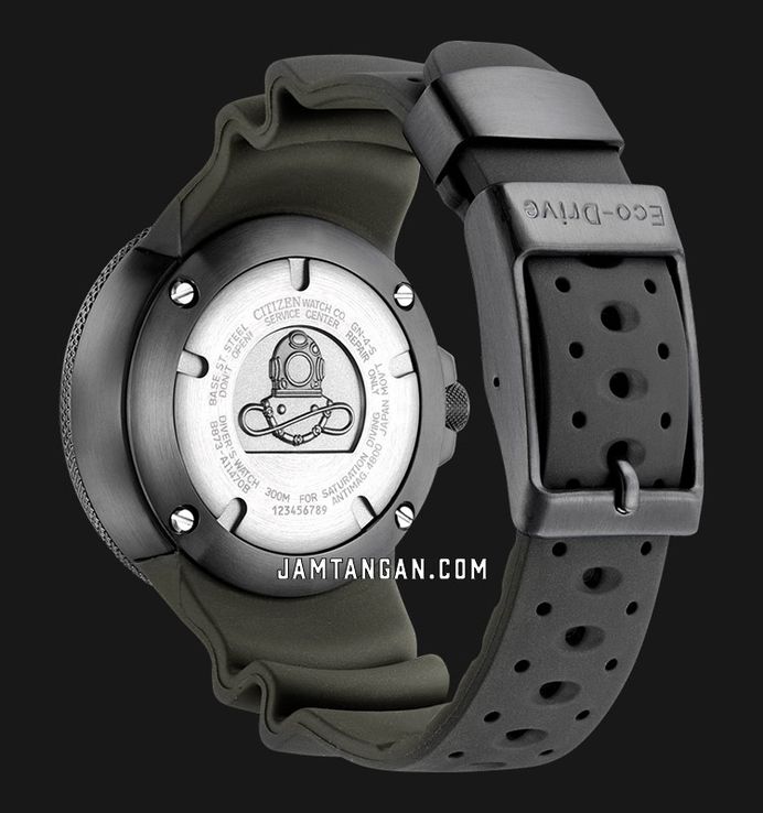 Citizen Promaster Marine BJ8055-04X Ecozilla Green Dial Black Polyurethane Strap + Extra Strap