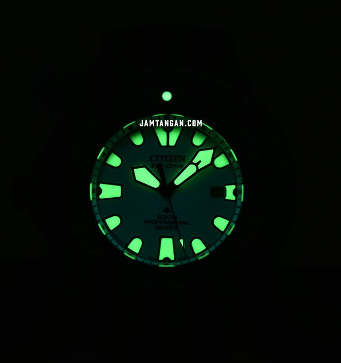 Citizen Promaster Marine BJ8055-04X Ecozilla Green Dial Black Polyurethane Strap + Extra Strap