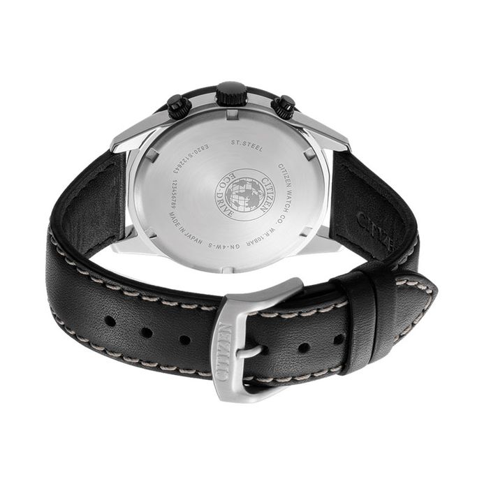 Citizen Eco Drive BL5496-11E Men Black Dial Black Leather Strap