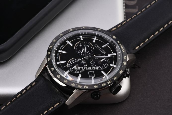 Citizen Eco Drive BL5496-11E Men Black Dial Black Leather Strap