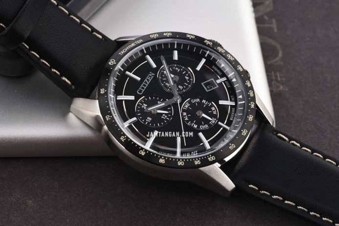 Citizen Eco Drive BL5496-11E Men Black Dial Black Leather Strap