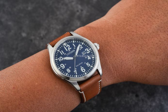 Citizen Eco-Drive BM6838-33L Men Blue Dial Brown Leather Strap