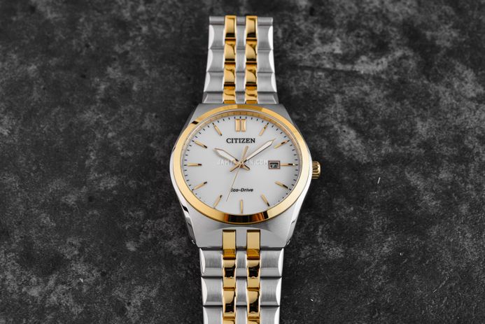 Citizen Eco Drive BM7334-58B Men White Dial Dual Tone Stainless Steel Strap  | JAMTANGAN.COM