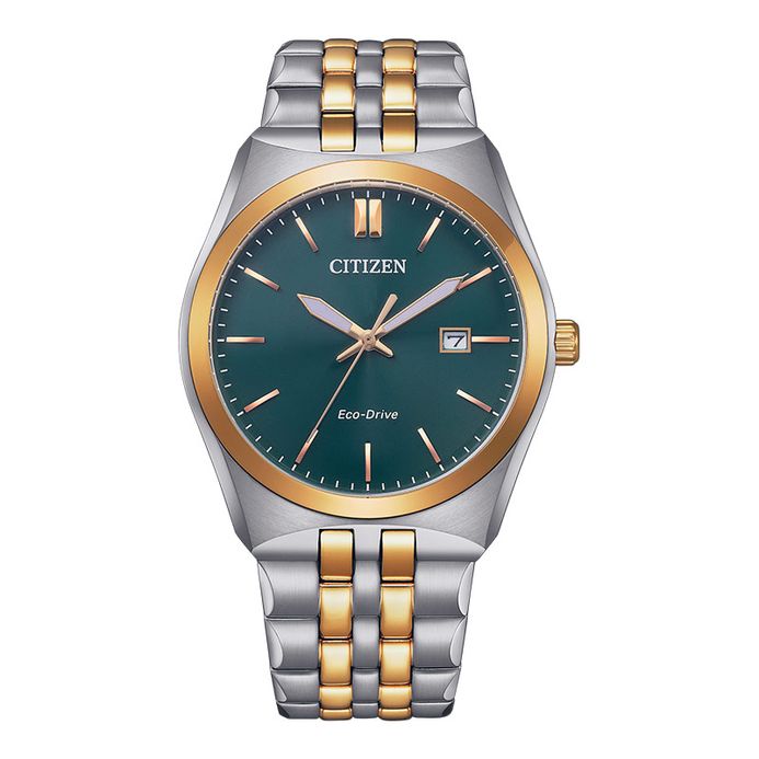 Citizen Eco Drive BM7339-89X Men Green Dial Dual Tone Stainless Steel Strap