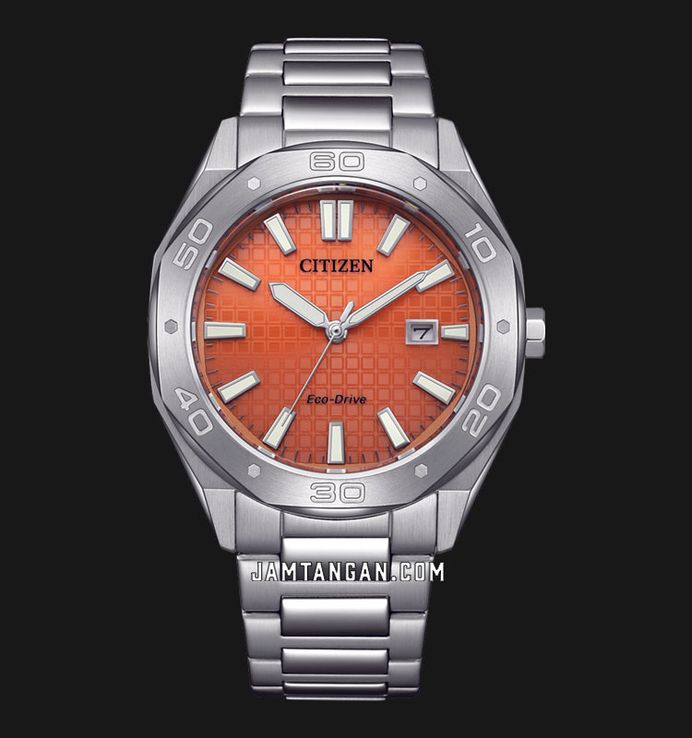 Citizen Eco Drive BM7630-80Z Men Orange Dial Stainless Steel Strap