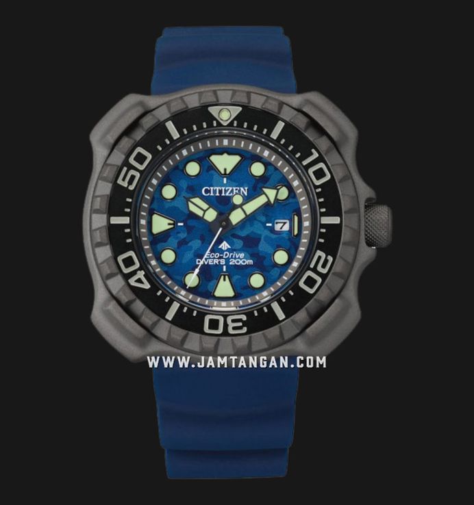 Citizen Promaster BN0227-09L Scuba Whale Shark Retrozilla Divers Blue Camo Dial Polyurethane Strap