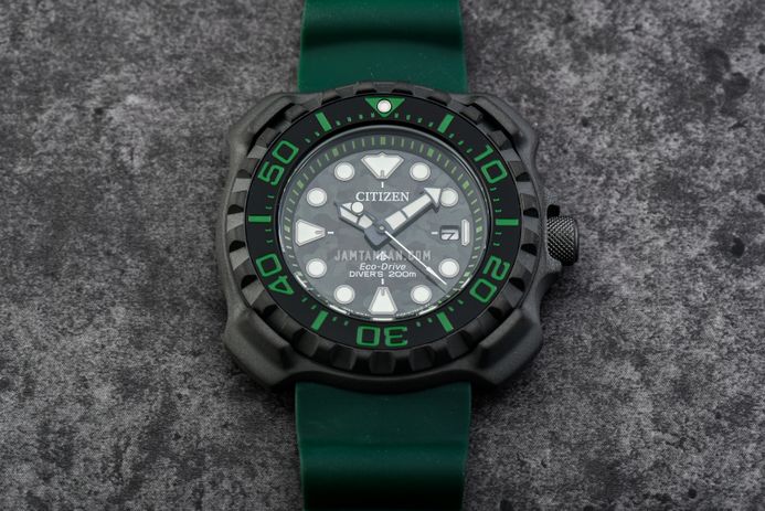 Citizen Promaster BN0228-06W Whale Shark Super Titanium Green Camo Dial Green Polyurethane Strap