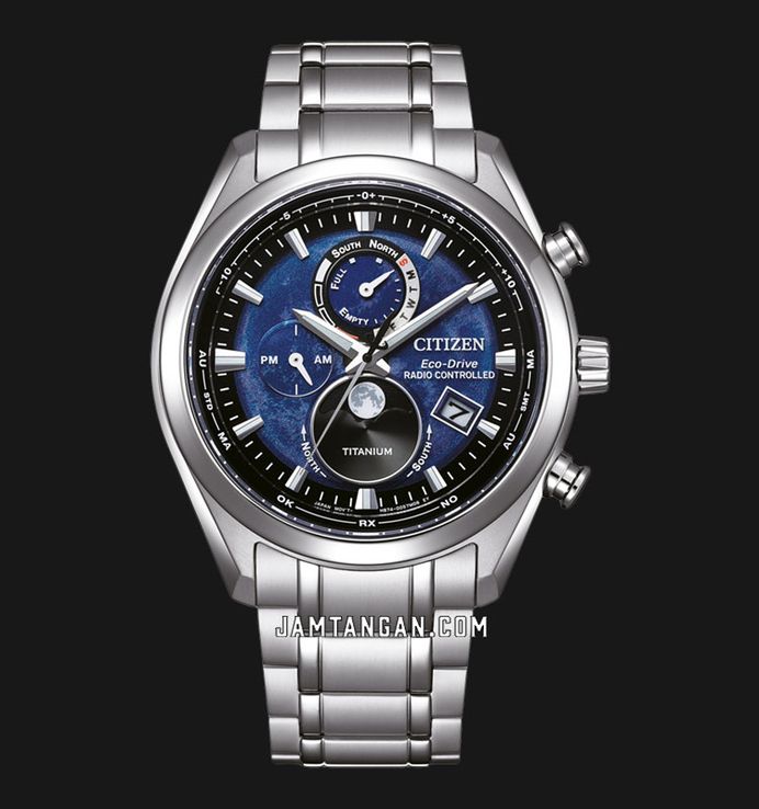 Citizen Eco Drive BY1010-81L Tsuki Yomi Moon Phase Blue Dial Super Titanium Strap