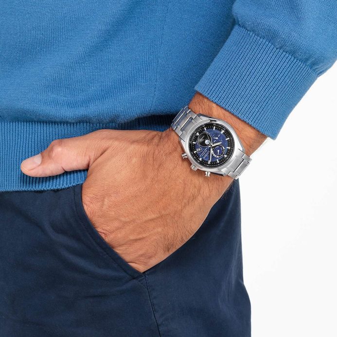 Citizen Eco Drive BY1010-81L Tsuki Yomi Moon Phase Blue Dial Super Titanium Strap