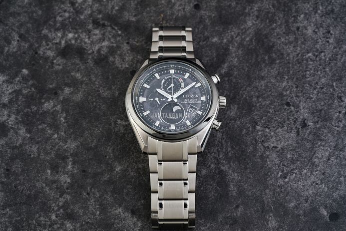 Citizen Eco Drive BY1018-80E Men Tsuki-yomi Black Moon Phase Dial Titanium Strap