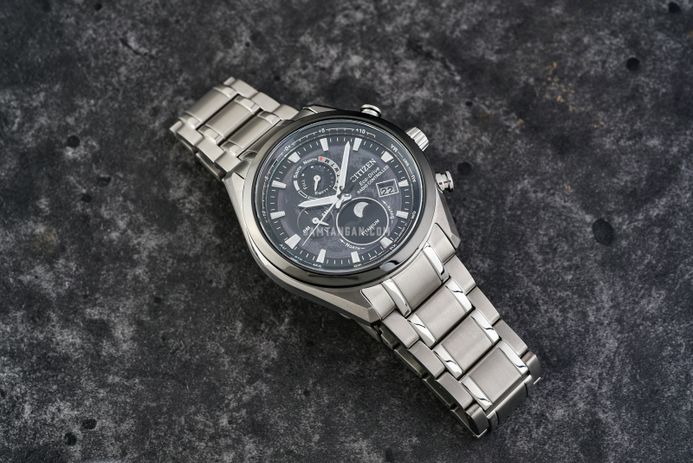 Citizen Eco Drive BY1018-80E Men Tsuki-yomi Black Moon Phase Dial Titanium Strap