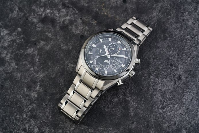 Citizen Eco Drive BY1018-80E Men Tsuki-yomi Black Moon Phase Dial Titanium Strap
