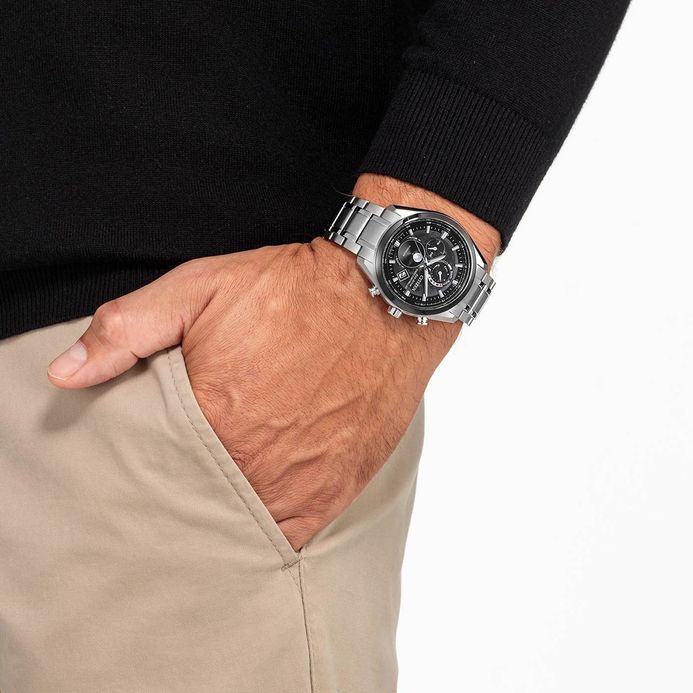 Citizen Eco Drive BY1018-80E Men Tsuki-yomi Black Moon Phase Dial Titanium Strap