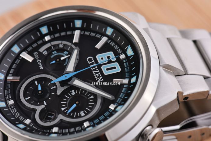 Citizen Eco Drive CA4130-56E Chronograph Black Dial Stainless Steel Strap