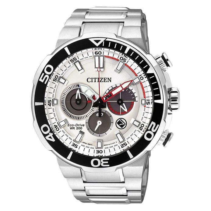 Citizen Eco Drive CA4250-54A Chronograph Men White Dial Stainless