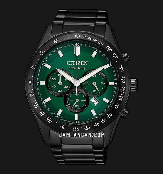 Citizen Chronograph CA4455-86X Men Green Dial Black Stainless Steel Strap