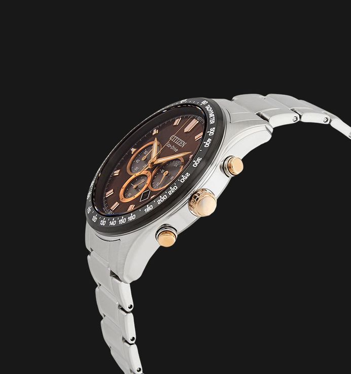 Citizen Eco-Drive CA4456-83X Chronograph Men Brown Dial Stainless Steel Strap