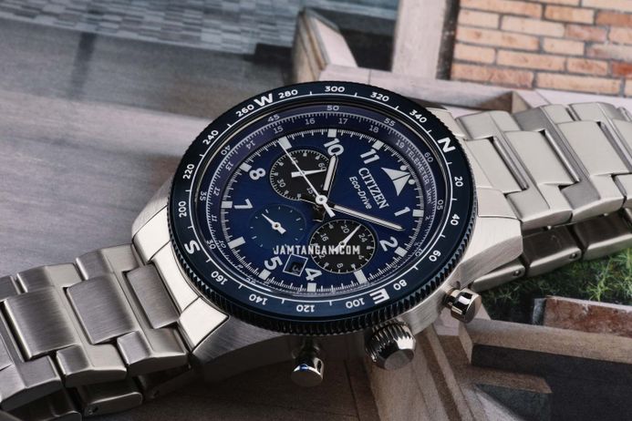 Citizen Eco Drive CA4554-84L Future Force Series Chronograph Blue Dial  Stainless Steel Strap