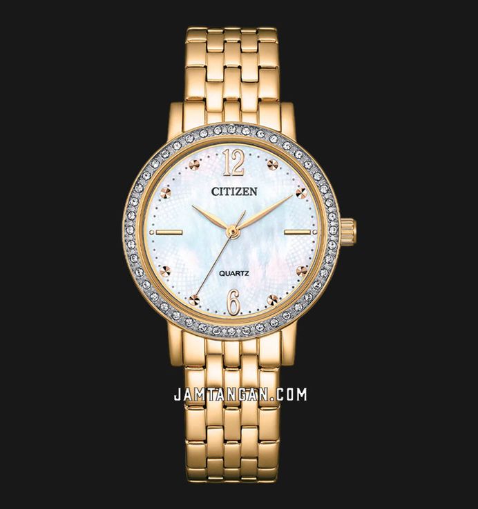 Citizen EL3103-57D Ladies Mother of Pearl Dial Gold Stainless Steel Strap