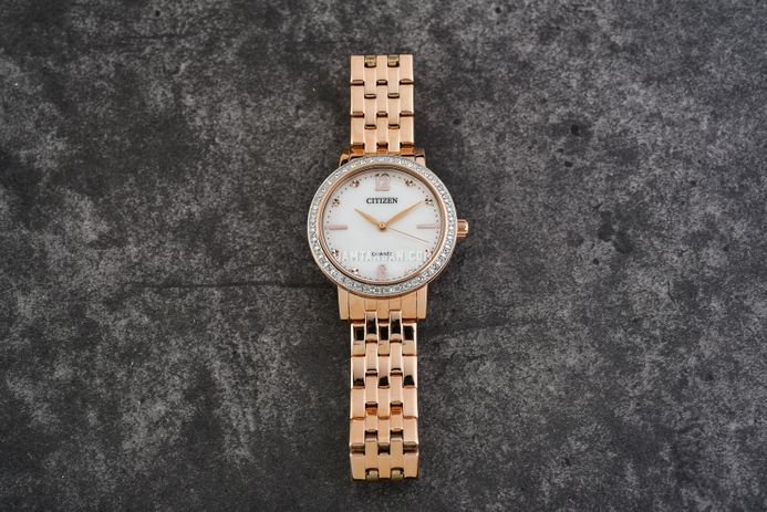 Citizen EL3103-57D Ladies Mother of Pearl Dial Gold Stainless Steel Strap