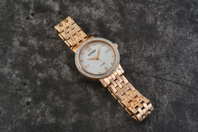 Citizen EL3103-57D Ladies Mother of Pearl Dial Gold Stainless Steel Strap