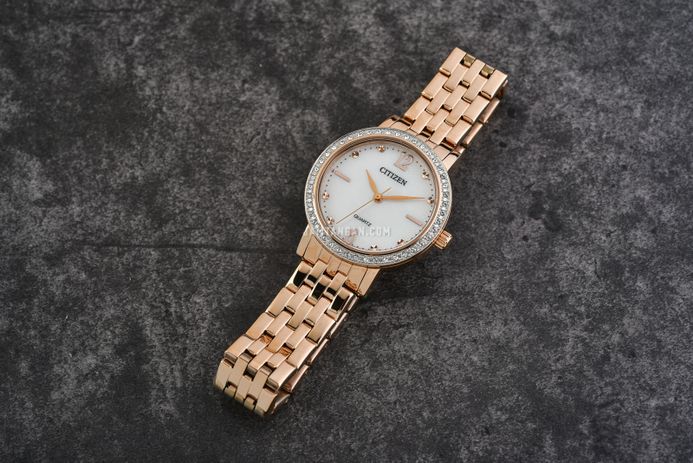 Citizen EL3103-57D Ladies Mother of Pearl Dial Gold Stainless Steel Strap