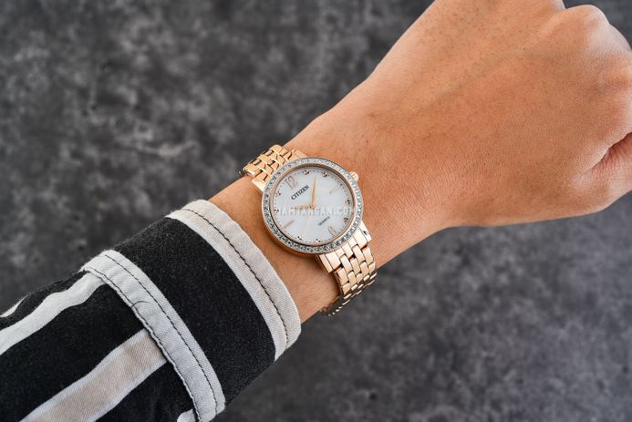 Citizen EL3103-57D Ladies Mother of Pearl Dial Gold Stainless Steel Strap