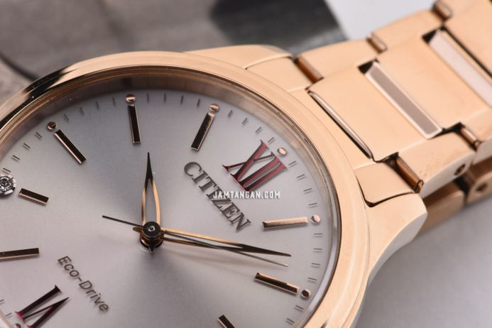 Citizen Eco Drive EM0418-81X Ladies Silver Dial Rose Gold