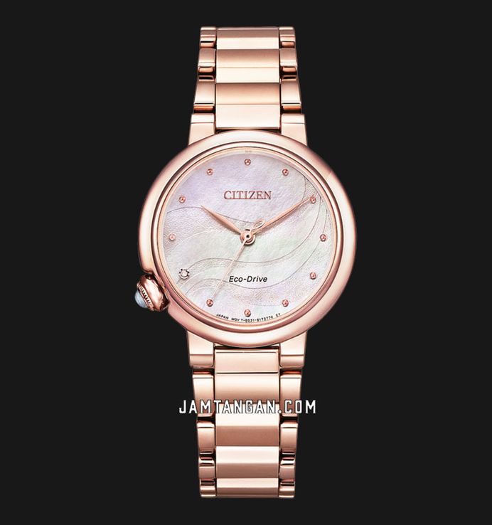 Citizen L EM0912-84Y Ladies Mother of Pearl Dial Rose Gold Stainless Steel Strap
