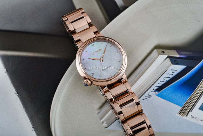 Citizen L EM0912-84Y Ladies Mother of Pearl Dial Rose Gold Stainless Steel Strap