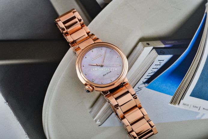 Citizen L EM0917-81Y Ladies Mother of Pearl Dial Rose Gold Stainless Steel Strap
