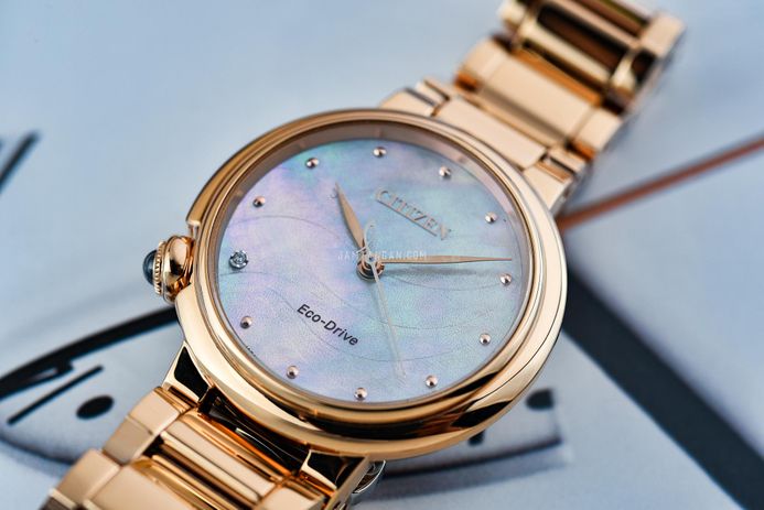 Citizen L EM0919-85Y Ladies Mother of Pearl Dial Gold Stainless Steel Strap