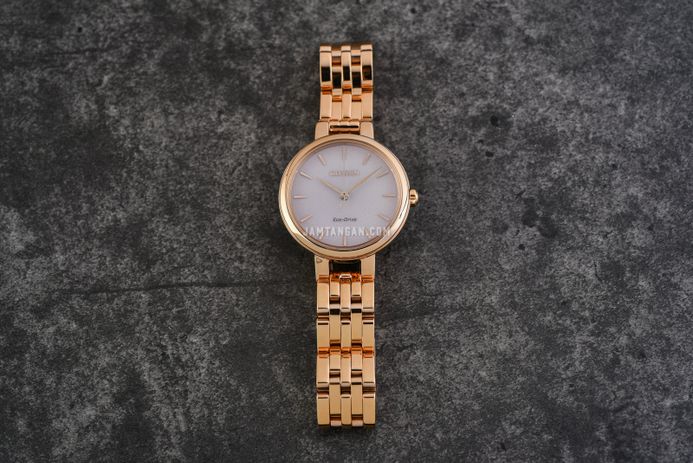 Citizen L EM0993-82X Ladies Pink Dial Rose Gold Stainless Steel Strap