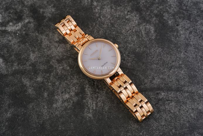 Citizen L EM0993-82X Ladies Pink Dial Rose Gold Stainless Steel Strap