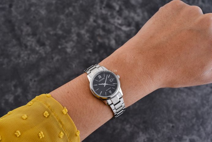 Citizen Eco Drive EW2318-73E Ladies Black Dial Stainless Steel Strap